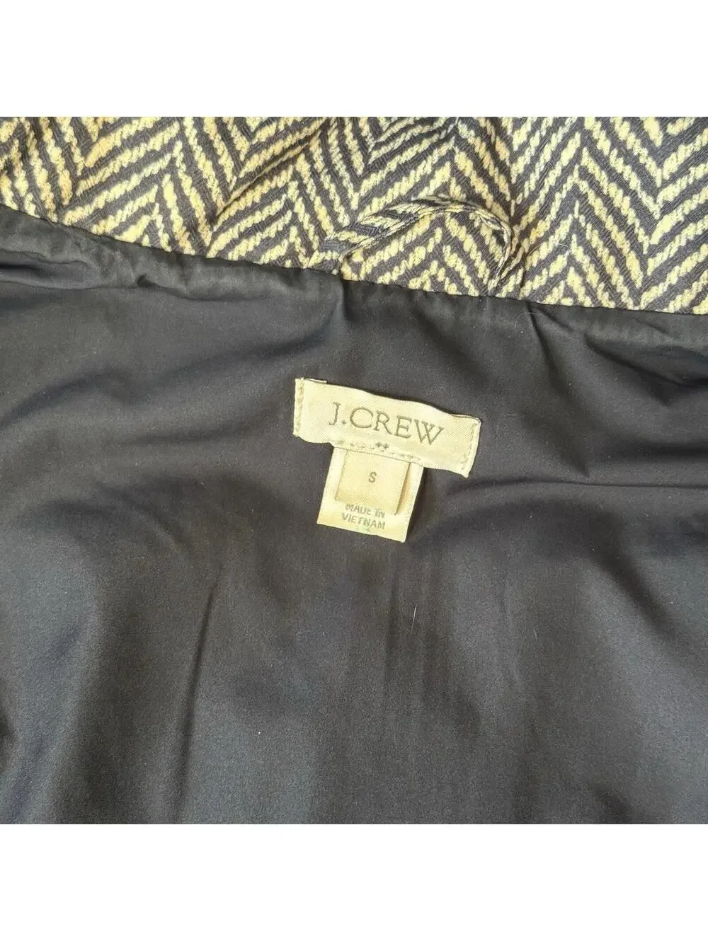 J Crew Vest Women's  Black Chevron Quilted Zip Puffer Goose Down Insulated - Picture 5 of 9